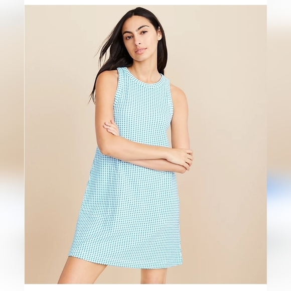 Lou & Grey Gingham Jacquard Halter Mini Pocket Dress S - Picture 1 of 11